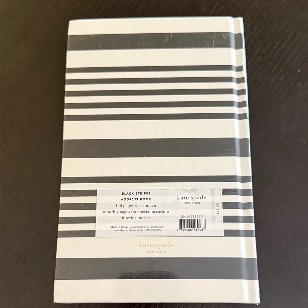 Kate Spade Black and White Striped Address Book New & Sealed